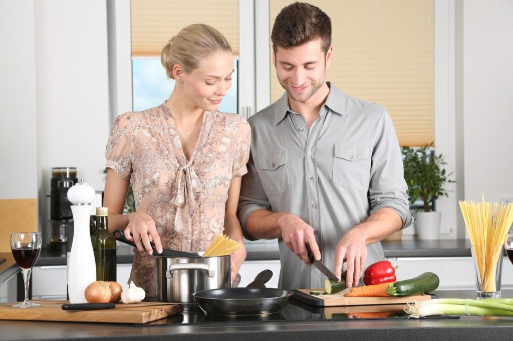 woman, kitchen, man